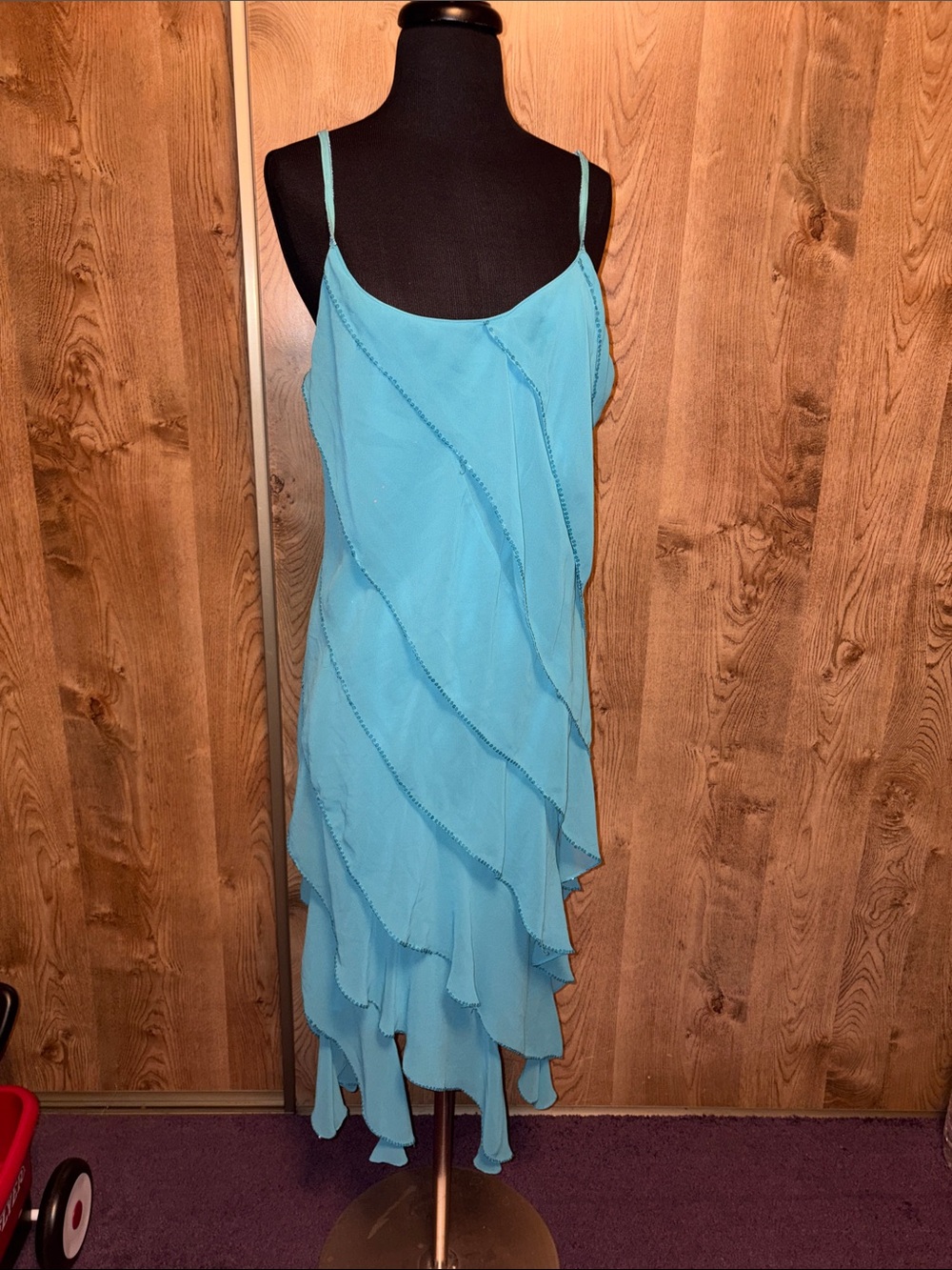 Light Blue Ruffle Slip Dress - Women